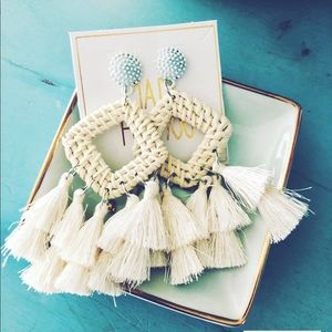 Boho Rattan Tassel Fringe Earrings